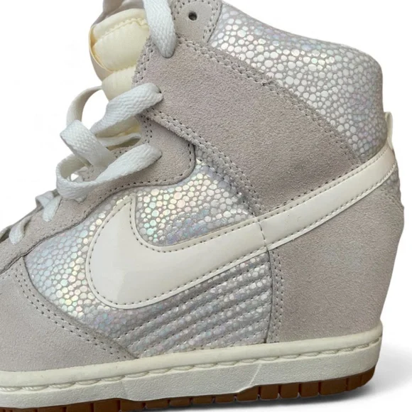 Nike Dunk Sky Hi Hidden Wedge Sneakers Metallic Silver Size 7 - Picture 7 of 10